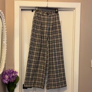 Listicle High-Rise Wide Leg Plaid Pants - XS